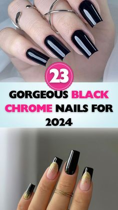 Transform your look with these gorgeous black chrome nails. Ideal for fashion-forward individuals in 2024. Fashion Forward, Nails