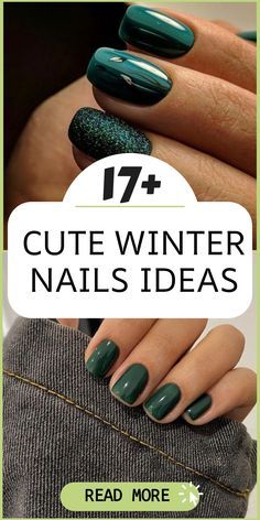 Nails With One Different Color, Holiday Nails Emerald Green, January Nail Designs Dip Powder, Christmas Nails Natural Color, Winter Nails No Design, 2024 Winter Nails Short, Toe Colors For Winter, Christmas Color Nail Ideas, Gel Nails For Christmas Simple