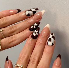 Checker Nails, Trendy Nail Art, October 21, Funky Nails, Pretty Acrylic Nails, Dope Nails, Cute Acrylic Nails