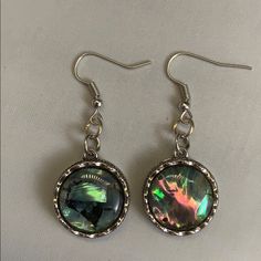 Handmade By Me, Round Abalone Shell Earrings Trimmed In Silver. Posts Are Hypoallergenic. Earrings Are 2 Inches Long. Nickel-free Iridescent Round Earrings, Iridescent Metal Drop Earrings, Hypoallergenic Earrings, Shell Earrings, Abalone Shell, Earrings Color, Long Earrings, Silver Earrings, Shells