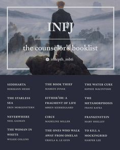 the poster for infj's booklist, with an image of a man standing