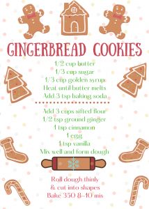 the gingerbread cookies recipe is shown in this poster for children to learn how to bake