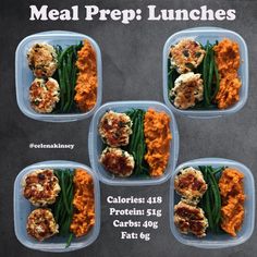 the meal prep lunches are ready to be eaten on the gourmet menu