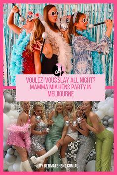 Celebrate your bride-to-be with an epic Mamma Mia themed hens night in Melbourne! This package has it all: stunning rooftop views, a private room for a fun-filled Mamma Mia dance workshop, delicious tapas, endless cocktails, and a luxe VIP booth. From personalised cookies to bubbly, this hens night is guaranteed to be a night to remember. Personalised Cookies, Rooftop Drinks, Disco Ball Light, Pink Bar