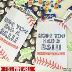 baseball party favors with free printables