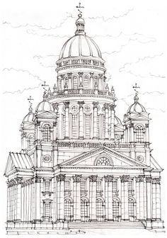 a drawing of the dome of a building