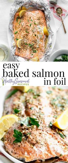 salmon baked in foil with lemons and herbs