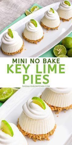 mini key lime pies Frozen Pies, No Bake Key Lime Pie, No Bake Key Lime, Frozen Key Lime Pie, Key Lime Pies, Mini Key Lime Pies, Doctor Party, Lime Desserts, Keylime Pie Recipe