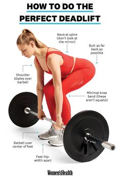 a woman doing squats with the words how to do the perfect deadlift