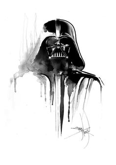 a darth vader painting with dripping paint