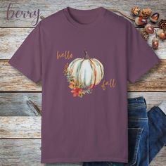 Hi there, welcome to our shop! Life's so much better when you're cozy so we've chosen the softest, most comfortable natural fiber hoodies and tees for our fun graphic designs. Happy Shopping :) https://www.etsy.com/shop/EllezHoodieHut for additional styles Say hello to fall vibes with this trendy soft tee,  soft boho florals and watercolor pumpkin greet the season perfectly in this cozy fall essential.  Ordering is simple: Select color ->  Select Size ->  Add to cart ->  Check out   .: Carefully check sizes using size chart in listing photos and confirm color choice, feel free to contact us, we're happy to help. Details: .: Soft Comfort Colors t-shirts are made with medium fabric consisting of high quality, 100% ring-spun ethically grown and harvested US cotton for long-lasting comfort. .: Comfortable Cotton T-shirt For Fall, Graphic Tee For Fall, Comfortable Graphic Tee For Fall, White Soft-washed T-shirt For Fall, Soft-washed White T-shirt For Fall, Soft-washed Comfort Fit T-shirt For Fall, Soft-washed Comfortable T-shirt For Fall, Hello Fall Shirt, Fall Graphic Print T-shirt For Everyday