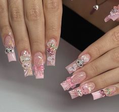 Makeup Nails Designs, French Nail Designs, Long Square Acrylic Nails, Jelly Nails