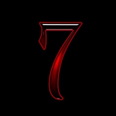 the number seven in red and black on a white background