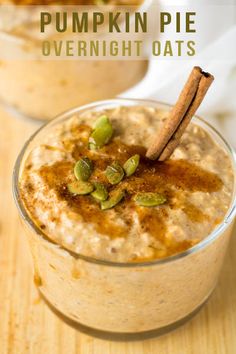 pumpkin pie overnight oats in a glass bowl