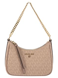 69% Coated canvas, 17% Polyester, 13% Cotton, 1% Polyurethane Finish: 100% Leather Gold tone metal details | Michael Kors Women's Jet Set Charm Small Shoulder Bag With Logo in Antique Rose | FW23/24 Lap Top, Brown Shoulder Bag, Antique Roses, Small Shoulder Bag, Kors Jet Set, Trendy Accessories, Michael Kors Jet Set, Gold Tone Metal, Jet Set