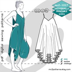 a women's dress pattern with the measurements for it