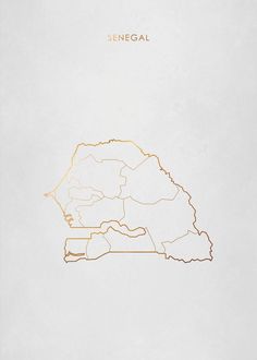 a gold outline map of the state of bengal on white paper with an orange border