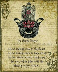 Hamsa Prayer, Tattoo Quotes About Life, Sanskrit Tattoo, Fatima Hand, Give Peace A Chance, Meditation Mantras, Spiritual Healing, Hamsa Hand