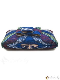 BirdinBag - Diamond-Adorned Evening Bag with Contrasting Color Butterfly Bow Design Elegant Multicolor Handheld Satchel, Blue Square Bags For Formal Occasions, Blue Square Bag For Formal Occasions, Formal Multicolor Shoulder Bag With Removable Pouch, Formal Multicolor Square Bag, Elegant Multicolor Box Bag With Removable Pouch, Multicolor Clutch Bag For Formal Occasions, Elegant Multicolor Satchel Bag, Elegant Multicolor Top Handle Bag