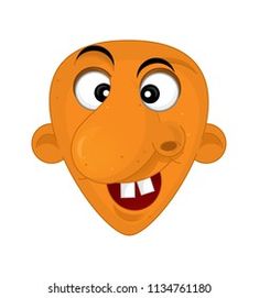 an orange mask with eyes, nose and mouth wide open to the viewer's left side