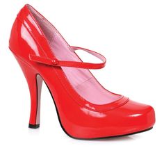 The Women's Red Patent Mary Jane Heeled Shoes are a big bonus to your next Halloween look. A buckle strap closure lets you find a comfortable fit, and the four-inch heel will help you be large and in charge once you put them on. There are a variety of outfits that will work with these bright red shoes, such as a smoking-hot devil, a gala look for a fancy dress-up party, and even a witch that wants to make sure shes noticed by the wizards that are going to show up. You can even put them into your Doll Heels, Beer Girl Costume, Mary Jane Shoes Heels, Ellie Shoes, Knee High Stockings, Womens Mary Janes, Halloween Costume Accessories, Vegan Boots, Red Baby