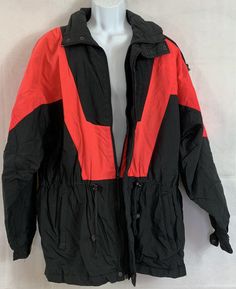 Vintage Dual Control Windbreaker Jacket  Boys Sz L (14-16)  Nylon  Color Block Neon Zip Up with Windbreaker Flap Drawstring Waist Snap Stand Up Collar with Drawstrings Raglan Sleeves Measurements taken flat unstretched: Armpit to Armpit: 26" Under Arm to Waist: 6" Under Arm to Hem: 17.5" Shoulder to Hem: 33"       Sleeve Length from Neck Edge: 32" including a 1.5" Elastic hem with adjustable snap tab  Seam to Seam At Bottom Hemline: 24" Please check out my ebay store for more great deals where y Stand Up Collar, Boys Jacket, Windbreaker Jacket, Raglan Sleeve, Nike Jacket, Drawstring Waist, Stand Up, Color Block, Rain Jacket