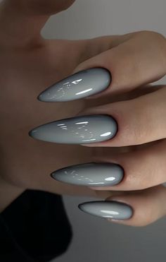 Grey Nail Designs, Goth Nails, Grunge Nails, Gray Nails, Fire Nails, Chic Nails, Long Acrylic Nails, Cute Acrylic Nails