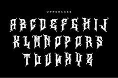 some type of font that is white and black with the letters uppercase on it