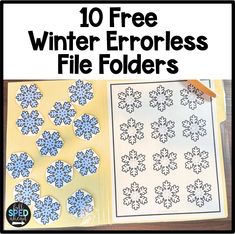 snowflakes cut out and placed on top of paper with the text, 10 free winter