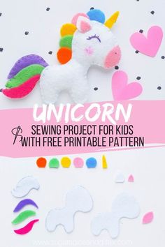 unicorn sewing project for kids with free printable pattern