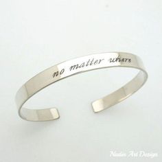 Message Cuff Bangle for her. Engraved Sterling Silver - Quote cuff - Nadin Art Design - Personalized Jewelry Bracelets Bff, Initial Bracelet Silver, Custom Engraved Bracelet, Motivational Bracelets, Engraved Cuff, Bracelet Quotes, Diamond Initial Necklace, Message Bracelet, Bff Gift