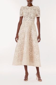 Short Sleeve Lace Cocktail Dress – Monique Lhuillier Lace Cocktail Dress, Fit And Flare Skirt, Soft Bra, Triangle Bralette, Monique Lhuillier, Cocktail Dress Lace, White Dresses, Jewel Neck, Spring 2024