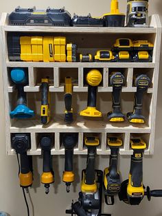 a shelf filled with different types of tools