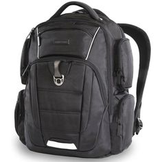 This Perry Ellis Backpack Is New With Tags! Color: Black The Perry Ellis Business Laptop Backpack Is Perfect For Going To Work Or On Any Business Trip. The Padded Laptop Compartment Can Fit Most 15" Laptops. Multiple Compartments And Pockets Provide Plenty Of Storage Space For Documents, Chargers, Mouse, Keys, Business Cards, And Pens. Airport Travel Is Made Even Easier With A Luggage Strap Located On The Back Of The Backpack. Approx. Dimensions: 15"W X 10"L X 18"H For The On-The-Go Adult - Whet Modern Black Backpack With Cell Phone Pocket, Black Business Backpack With Cell Phone Pocket, Black Travel Backpack With Pockets, Black School Bag With Functional Pockets, Business Backpack With Cell Phone Pocket In Black, Black School Bags With Functional Pockets, Functional Business Bags With Multiple Pockets, Black Laptop Bag With Pockets For Travel, Black Functional Backpack With Cell Phone Pocket