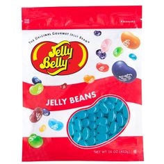 jelly beans in a bag on a white background