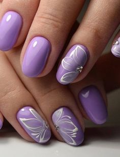 Violet Nails, Purple Nail Art, Purple Nail Designs, Her Nails, Super Nails, Nail Art Wedding, Nails Desing, Acrylic Nail Art, Beautiful Nail Art