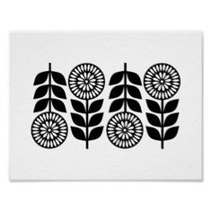 three black and white flowers on a white background poster, with the words'flower power '