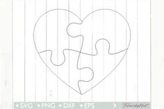 a puzzle piece in the shape of a heart with two pieces missing to be cut out