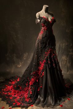 Dark Fantasy Dress, Wiccan Clothes, Ruths Chris, Goth Wedding Dresses, Fantasy Wedding Dress, Poofy Dress, Rose Gown