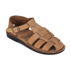 Daniel Camel Brown Nubuck - Leather Fisherman Sport Sandal - front view Toe Loop Sandals, Closed Toe Sandals, Leather Thong Sandals, Leather Sandals Handmade, Toe Sandals, Womens Slides, Buckle Sandals, Sport Sandals, Lace Up Sandals