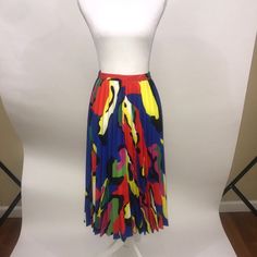 Colorful Pleated Skirt 100% Polyester Lining: 100% Polyester Multicolor Fitted Midi Skirt, Multicolor Maxi Skirt For Day Out In Spring, Chic Multicolor Maxi Skirt For Party, Fitted Multicolor Lined Maxi Skirt, Casual Multicolor Maxi Skirt For Spring, Vibrant Multicolor Maxi Skirt For Spring, Flowy Multicolor Maxi Skirt For Day Out, Bold Multicolor Spring Bottoms, Casual Multicolor Lined Skirt