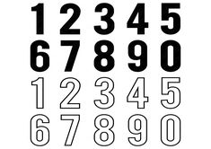 numbers are shown in black and white with the letters below them, as well as one number