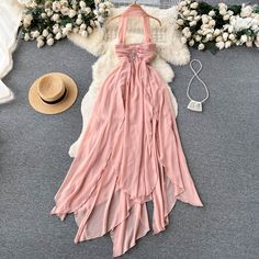 Size:S: Bust:65-85cm, Length:145cmM: Bust:69-89cm, Length:146cmL: Bust:74-94cm, Length:147cmMaterial Composition: Synthetic FiberClosure Type: PulloverFabric Type: Chiffon&ltp&gtType: Regular&lt/p&gt&ltbr/&gt&ltp&gtAge: Ages 25-35 Years Old&lt/p&gt&ltbr/&gt&ltp&gtSeason: Summer&lt/p&gt&ltbr/&gt&ltp&gtNeckline: Strapless&lt/p&gt&ltbr/&gt&ltp&gtWaistline: Empire&lt/p&gt&ltbr/&gt&ltp&gtSleeve Style: Regular&lt/p&gt&ltbr/&gt&ltp&gtDresses Length: Ankle-Length&lt/p&gt&ltbr/&gt&ltp&gtSleeve Length(Cm) Pink Chiffon Dress For Summer Banquet, Elegant Summer Chiffon Dress For Banquet, Flowy Asymmetrical Chiffon Party Dress, Spring Party Halter Neck Chiffon Dress, Spring Party Chiffon Halter Neck Dress, Summer Formal Chiffon Dress, Flowy Chiffon Dress With Asymmetrical Hem For Party, Spring Asymmetrical Chiffon Dress, Elegant Summer Chiffon Dress With Asymmetrical Hem