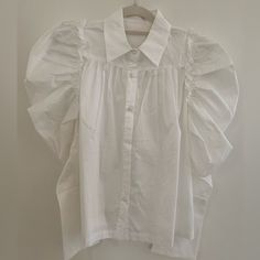 Cute White Shirt With Puff Sleeves Cute White Shirt, Cute White Shirts, White Button Down Shirt, White Button Down, Button Down Shirts, Puff Sleeves, White Shirt, Puff Sleeve, Ruffles