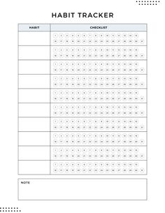 a printable habit tracker with dots on it