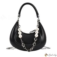 Bird in Bag - French senior sense of armpit bag female new senior sense of pearl chain bag single shoulder bag Trendy Shoulder Bag With Pearl Handle For Daily Use, Trendy Everyday Shoulder Bag With Pearl Handle, Elegant Shoulder Bag With Chain, Elegant Everyday Bags With Pearl Handle, Elegant Handheld Shoulder Bag With Chain, Elegant Handheld Chain Shoulder Bag, Elegant Everyday Shoulder Bag With Pearl Handle, Trendy Black Bags With Pearl Handle, Trendy Evening Shoulder Bag With Pearl Handle