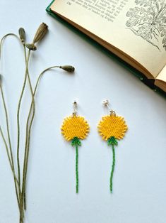 Yellow Dandelion Flower Earrings - Etsy Delicate Handmade Flower Earrings For Summer, Handmade Minimalist Flower Earrings, Handmade Minimalist Flower-shaped Earrings, Handmade Minimalist Flower Shaped Earrings, Handmade Minimalist Flower Earrings For Everyday, Handmade Dainty Flower Earrings For Summer, Handmade Minimalist Flower Earrings For Everyday Wear, Handmade Minimalist Round Flower Earrings, Handmade Green Flower Earrings In Sterling Silver