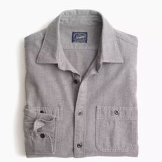 New With Tags J Crew Workshirt Shirt Button Up Long Sleeve Color: Heather Concrete Gray Nwt Item H4832 Workwear Flannel Shirt With Spread Collar And Placket, Workwear Flannel Shirt With Spread Collar, Classic Workwear Flannel Shirt With Snap Buttons, Classic Flannel Shirt With Snap Buttons For Work, Spread Collar Flannel Shirt With Button Closure For Work, Cotton Flannel Shirt For Workwear, Cotton Flannel Workwear Shirt With Buttons, Spread Collar Flannel Shirt For Work, Cotton Flannel Workwear Shirt