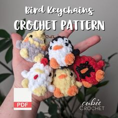 there is a small crochet chicken on the hand