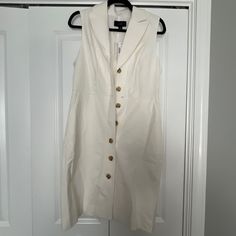 Nwt. Smoke/Pet Free Home. Off White/Cream Color. Structured But Stretchy Material. Has Pockets. Does Not Button All The Way Down. Last 3 Buttons Are Attached. White Buttoned Knee-length Mini Dress, White Knee-length Mini Dress With Buttons, Classic White Button-up Dress, White Sleeveless Midi Dress With Button Closure, White Button-up Shirt Dress For Work, White Button Closure Shirt Dress For Work, Cream Button Closure Dress For Work, Cream Buttoned Dress For Work, Cream Knee-length Button Dress